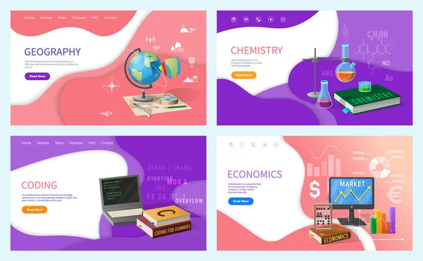 Chemie Geographie, Programmierdisziplin in der Schule — Stockvektor