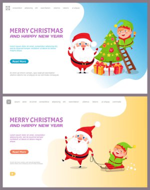 Noel ağacı ve Santa Ana kart tebrik