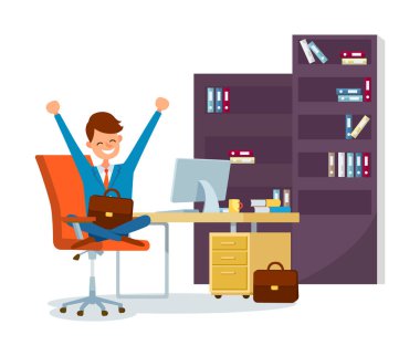 Office iş yerinde sandalyede oturan iş işçisi