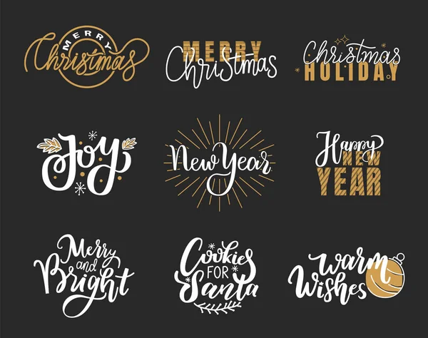 Deseos cálidos, días festivos Alegría, Feliz Navidad Cartas — Vector de stock