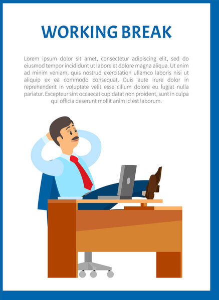 Working Break Boss Resting in Office Legs on Table