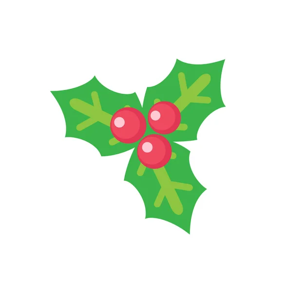 Feuilles de houx avec des baies rouges Décoration de Noël — Image vectorielle