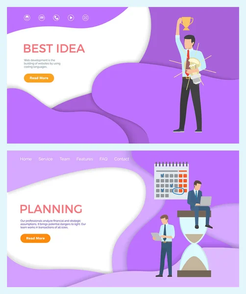 分析計画考え Web ページ テンプレートの最高の男 — ストックベクタ