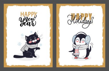 Happy New Year ve tatil tebrik kartları