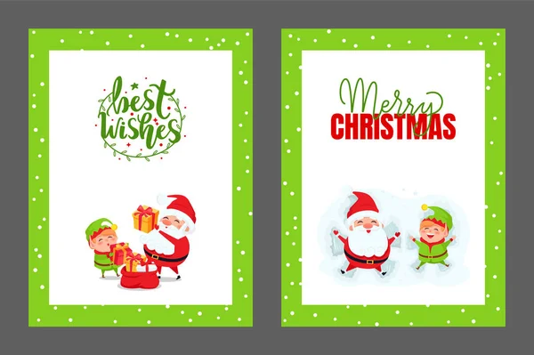 Nejlepší přání, veselé vánoční přání Santa, nový rok — Stockový vektor