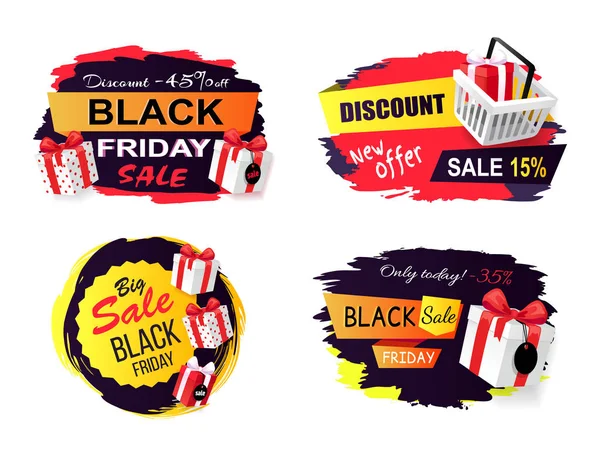Black Friday Sale 45 Percent Off Promo Sticker — Stock Vector