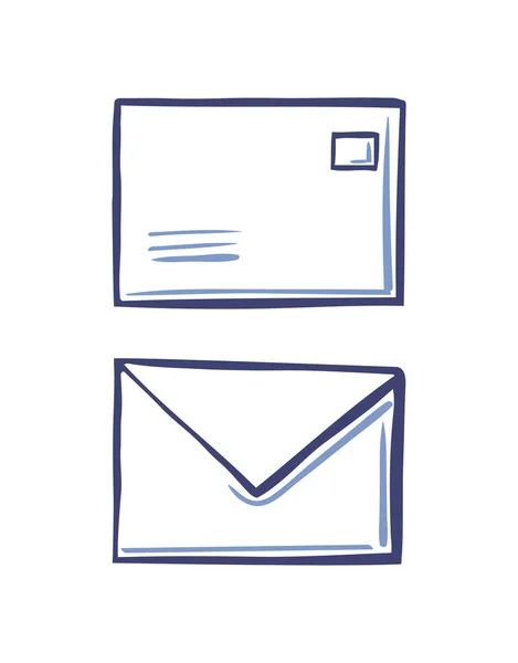 Señal de mensaje de correo Carta cerrada Doodle dibujada a mano — Vector de stock