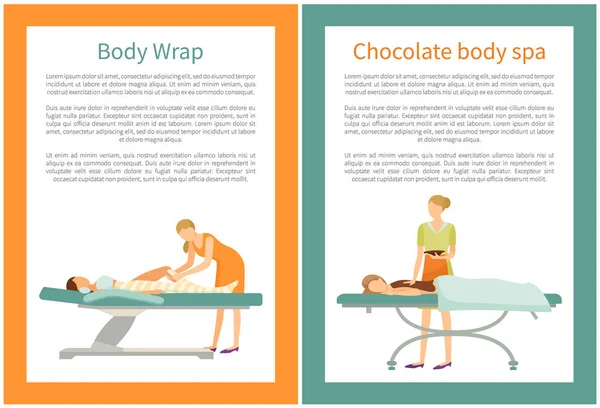 Body chocolade Spa en Wrap van benen, vrouwen Vector — Stockvector