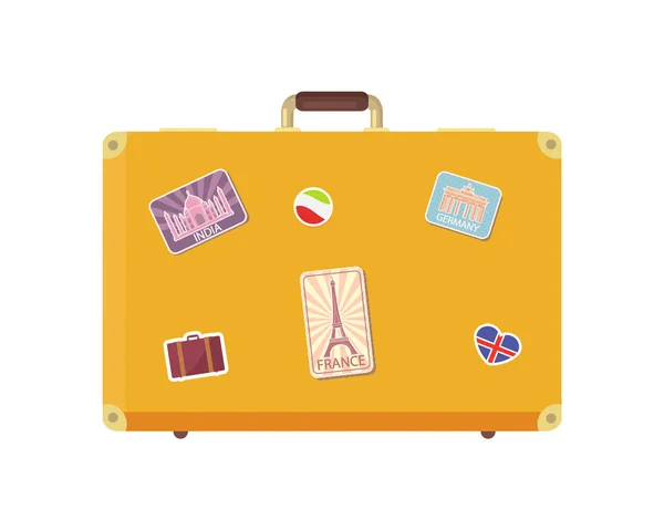 Bagaj zaman valiz simge vektör ile seyahat için — Stok Vektör