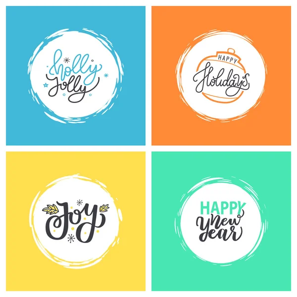 Holly Jolly, Happy New Year Holidays, Joy and Xmas — Stock Vector