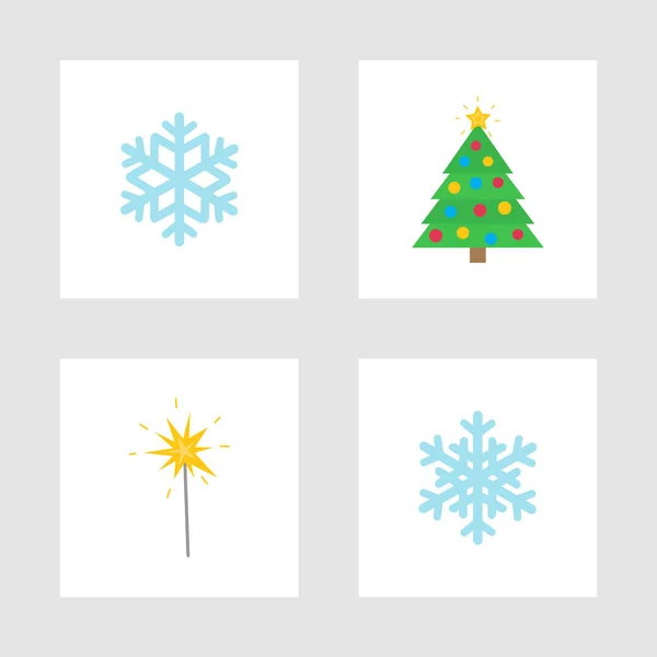 Χριστουγεννιάτικες διακοπές χειμώνα σύμβολα απομονωμένες εικονίδια — Διανυσματικό Αρχείο