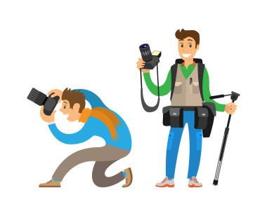 Fotoğrafçılar fotoğraf makinesi ve Tripod ile ayarla