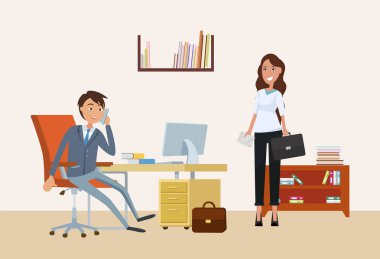 Cep telefonu ve istemci üzerinde konuşurken işadamı