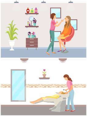 Spa salonu saç yıkama istemci güzellik uzman makyaj