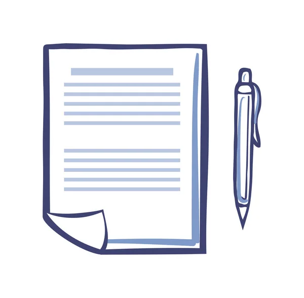 Office Paper Document Sivu, Fountain Pen eristetty — vektorikuva