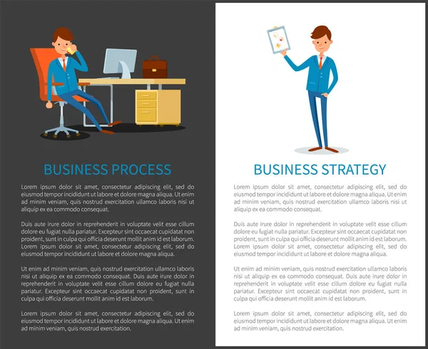 Business Process Strategy, Planning Businessman — Stock Vector