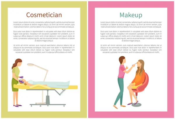 Servicios de Maquillaje y Cosméticos en Spa Salon Carteles — Vector de stock