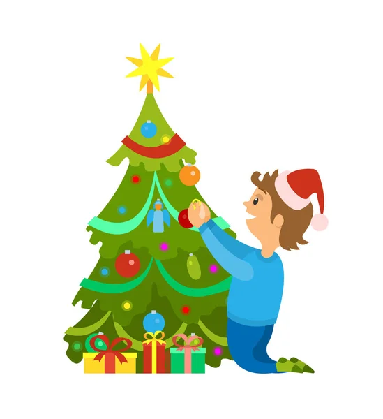 Vacanze di Natale, Capodanno albero di decorazione — Vettoriale Stock