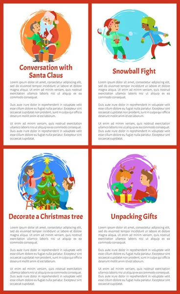 Conversación con Santa Claus Vacaciones de Navidad — Vector de stock