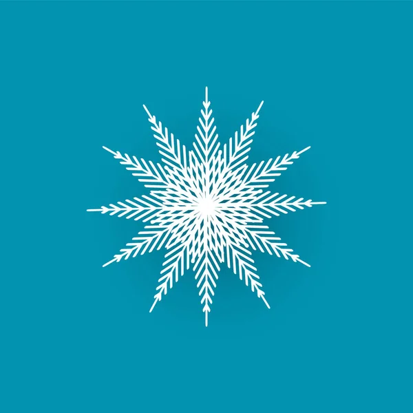Śnieżynka wyciąć ikona na białym tle na niebieski zima — Wektor stockowy