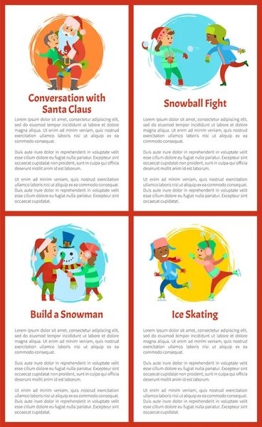 Conversación con Santa Claus, Juegos de Niños — Vector de stock