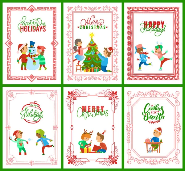 幸せな休日、クリスマスのグリーティング カード — ストックベクタ