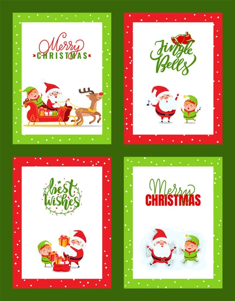 Coleção de cartões de Natal com Papai Noel — Vetor de Stock