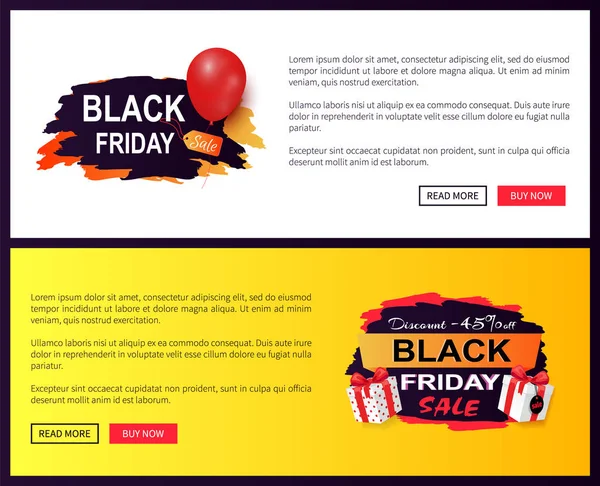 Tags de vente Black Friday, Badges publicitaires ballon — Image vectorielle