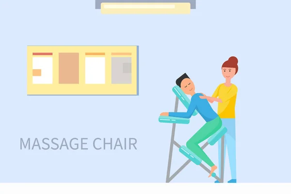 Chaise de massage dans la salle de massage Bannière de bande dessinée — Image vectorielle