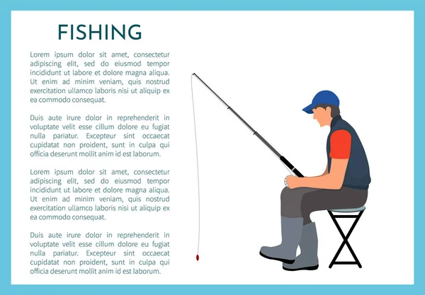 Fiskare med fiskespö vektorillustration — Stock vektor