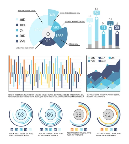 백분율 및 Infographics 원형 다이어그램 — 스톡 벡터