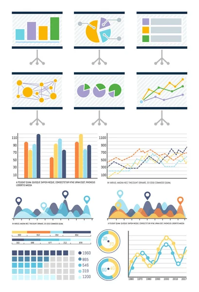 Infographics, Flowcharts Whiteboard Presentation — Stock Vector