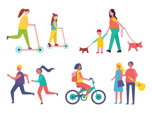 Run Hobby of People Icons Vector Illustration — Stock Vector