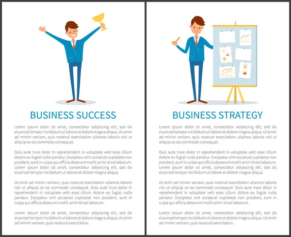 ビジネス戦略の成功、ビジネスマン — ストックベクタ