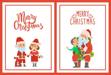 Merry Christmas kış karakterler ve çocuk çocuk