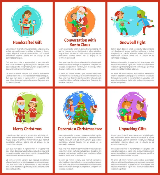 Regali artigianali e conversazione con Babbo Natale — Vettoriale Stock