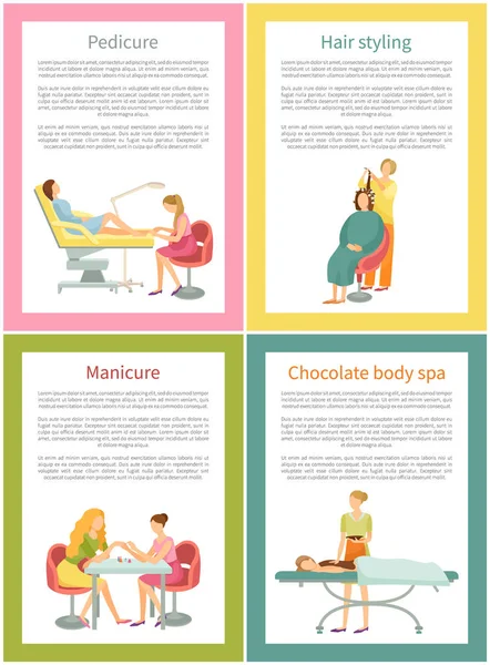 Pedicure en chocolade lichaam therapie instellen Vector — Stockvector