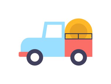 Saman kamyonla çiftlik vektör simgesi üzerinde çalışmak için