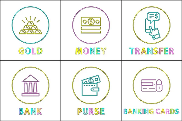 Set of finance, money and bank icons in vector — Stock Vector