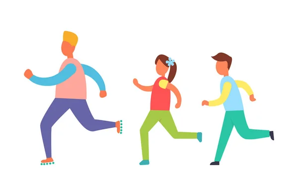 Τρέχοντας άτομα ορισμός, απομονωμένη εικονίδιο διάνυσμα καρτούν — Διανυσματικό Αρχείο
