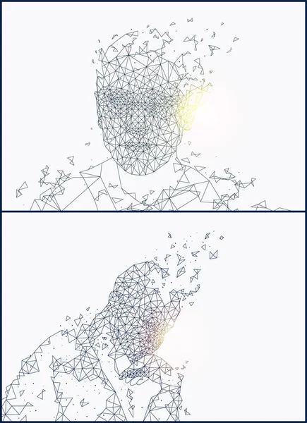 Kunstmatige intelligentie persoon vormen ingesteld Vector — Stockvector