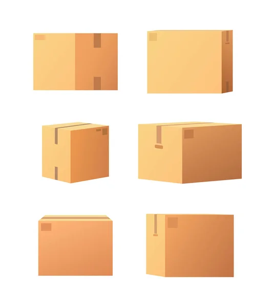 Картонна коробка пакунки з клейових типу встановити вектор — стоковий вектор