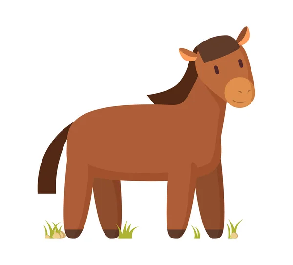 Ilustração animal do cavalo marrom da fazenda no branco — Vetor de Stock