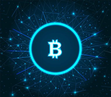 Bitcoin Cryptocurrency dijital sanat simge vektör