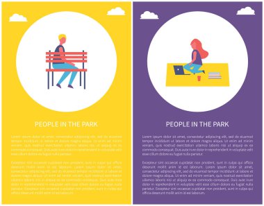 İnsanlar Park Poster çocuğu Sit halı üzerinde tezgah kadındaki