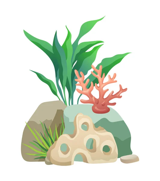 Vegetasi Green Plants Set Vector Illustration - Stok Vektor