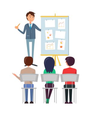 İş semineri. Patron işçi, sunum ile