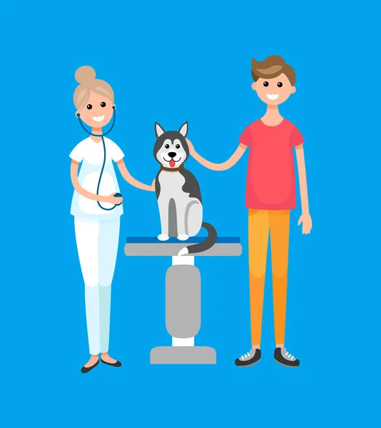 Tierarzt, Patient mit Hundeklinik — Stockvektor