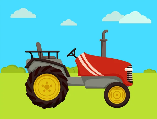 Traktor gép mezőgazdasági területen vektoros illusztráció — Stock Vector