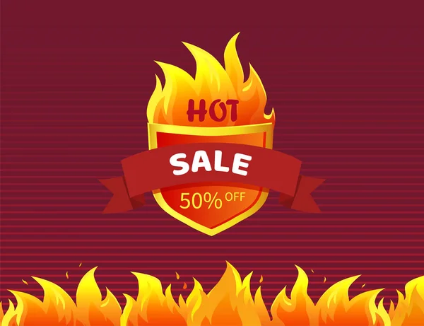 Venda quente Heráldica Emblema Promo oferecer 50 por cento de desconto — Vetor de Stock